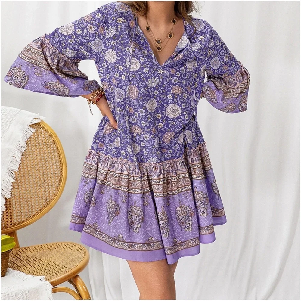 Plus Floral Print Ruffle Sleeve Dress - Picture 2 of 5